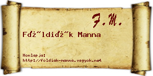 Földiák Manna névjegykártya